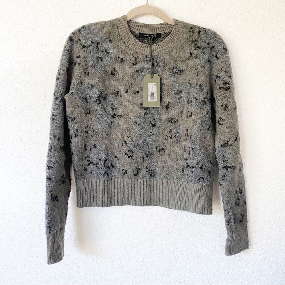NWT All Saints Asko Camo Jumper Cropped Sweater - Picture 3 of 6